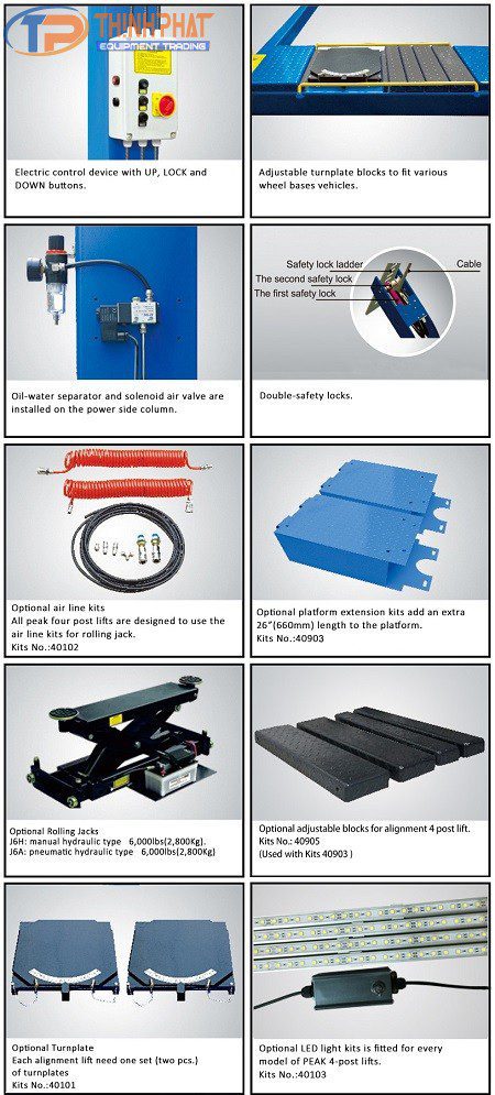 Cầu Nâng Bốn Trụ Kiểm Tra Góc Lái 409A Peak - Ảnh 5