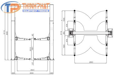 Cầu nâng 2 trụ thủy lực kiểu cổng 208I/7 - Ảnh 3