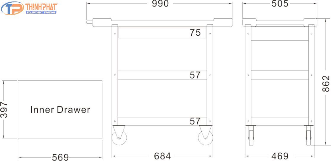 Xe chứa đồ nghề 3 tầng JTC-3518 - Ảnh 3