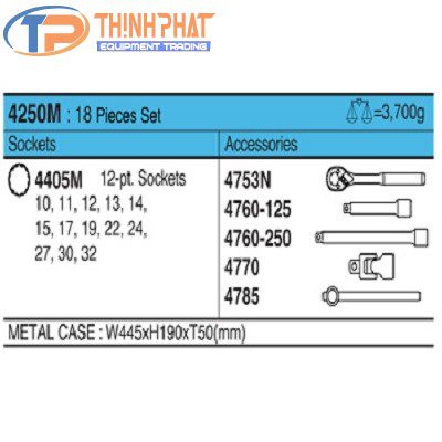 Bộ cần xiết và đầu tuýp 1/2 18pcs Koken 4250M - Ảnh 2