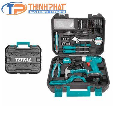 Bộ 128 món bao gồm máy khoan dùng pin 12V THKTHP11282