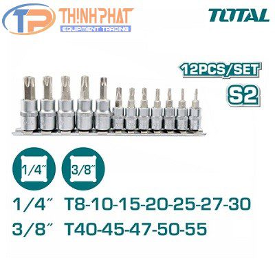 Bộ 12 đầu tuýp lục giác bông sao TOTAL THT1438121
