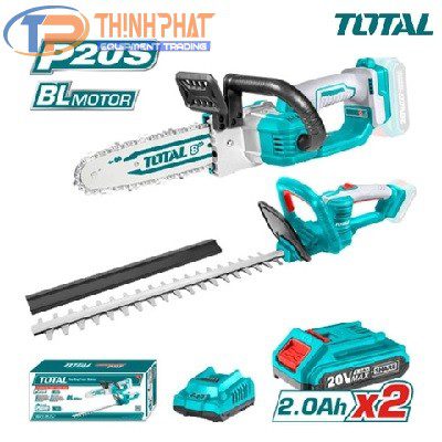 Bộ combo máy cưa xích TGSLI20851 & máy cắt hàng rào THTLI20018 dùng pin 20V